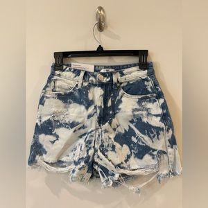 BP. Womens Ripped Nonstretch Denim Cutoff Shorts Blue Bleached Wash